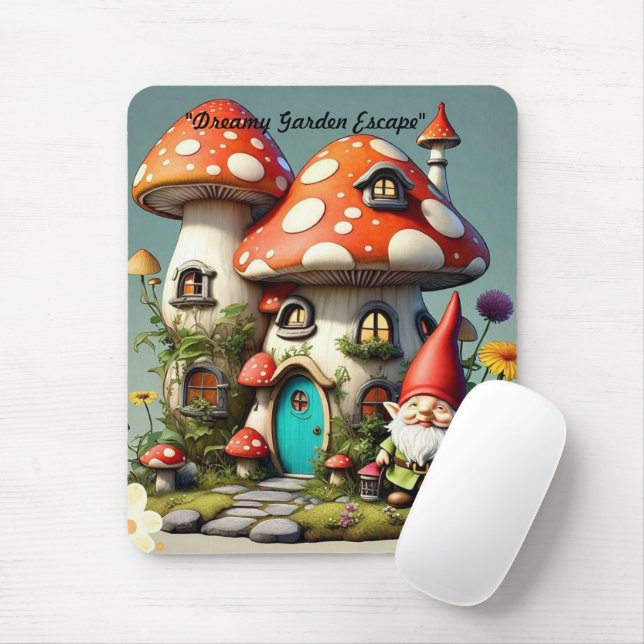 "Whimsy Garden Oasis" Mouse Mat (With Mouse)
