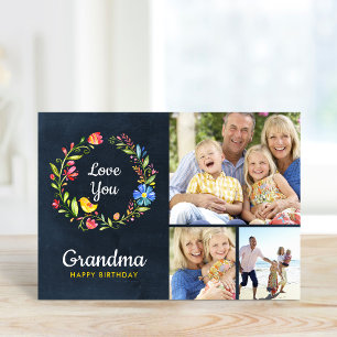 Whimsy Garden Wreath Birthday Photo Card