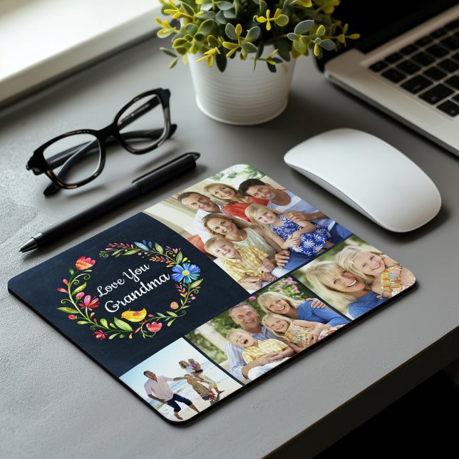 Whimsy Garden Wreath Mother's Day Photo Gift Mouse Mat (Creator Uploaded)
