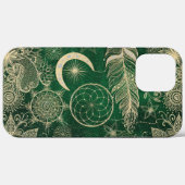Whimsy Gold & Green Dreamcatcher Feathers Mandala Case-Mate iPhone Case (Back (Horizontal))