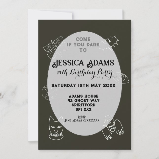 Whimsy goth birthday party witchy gothic invitatio invitation (Front)