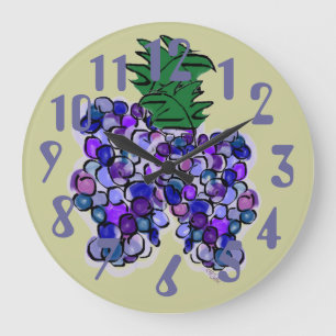Whimsy Grapes (sage) Large Clock