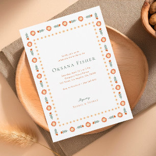 Whimsy Groovy Boho Orange and Green Bridal Shower Invitation