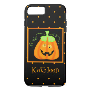 Whimsy Halloween Pumpkin Black Name Personalised iPhone 8 Plus/7 Plus Case