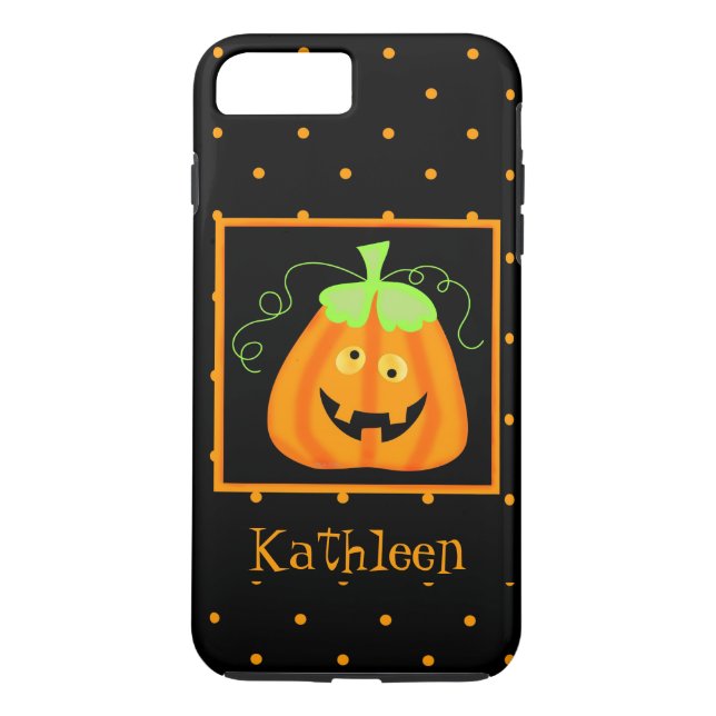 Whimsy Halloween Pumpkin Black Name Personalised Case-Mate iPhone Case (Back)