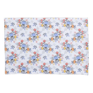 Whimsy Hand Drawn Flowers Pillow Case