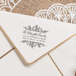 Whimsy Hand-drawn Leaves Frame Return Address Rubber Stamp<br><div class="desc">Custom botanical return address rubber stamp featuring whimsy hand-drawn leaves framing a chic script font and trendy sans-serif typeface. Click on "Personalise this template" and add your family name and return address details and take home the perfect design for you! Stand out when you send out your mail! Available with...</div>