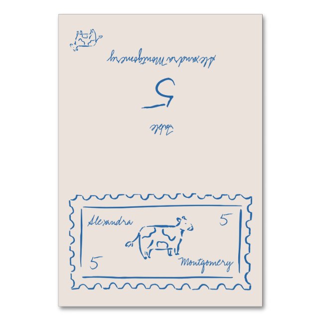 Whimsy Hand Drawn Meal Choice Wedding Place Card (Front)