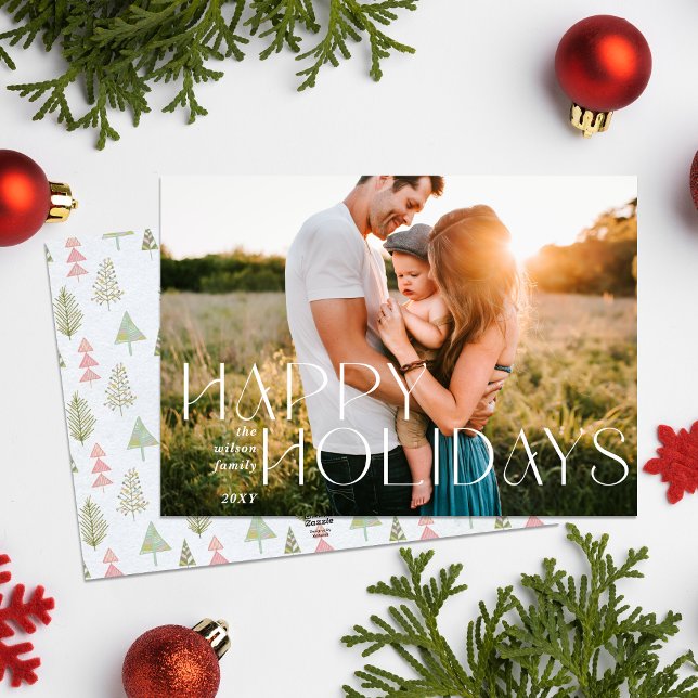 Whimsy Happy Holidays Modern Full Photo   Holiday Card (Whimsy Happy Holidays Modern Full Photo Holiday Card)