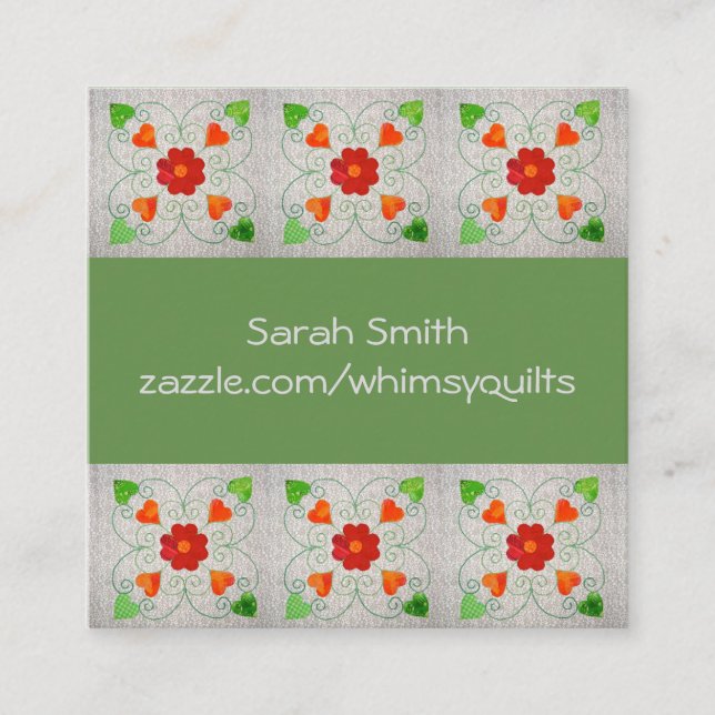 Whimsy Heart Quilt Business Cards (Front)