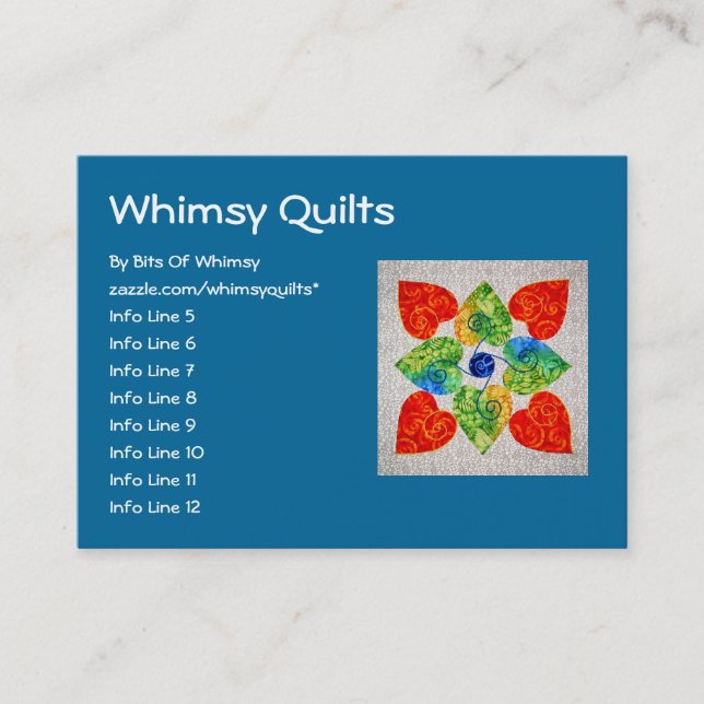 Whimsy Hearts Quilt - Block #1 Business Card (Front)