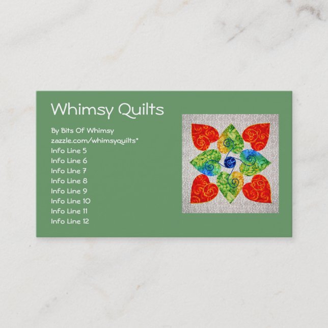 Whimsy Hearts Quilt - Block #1 Business Card (Front)