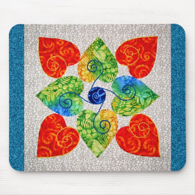 Whimsy Hearts Quilt - Block #1 Mouse Mat (Front)