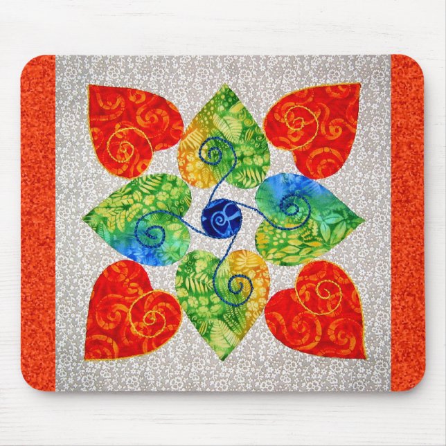 Whimsy Hearts Quilt - Block #1 Mouse Mat (Front)