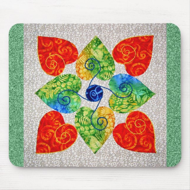 Whimsy Hearts Quilt - Block #1 Mouse Mat (Front)