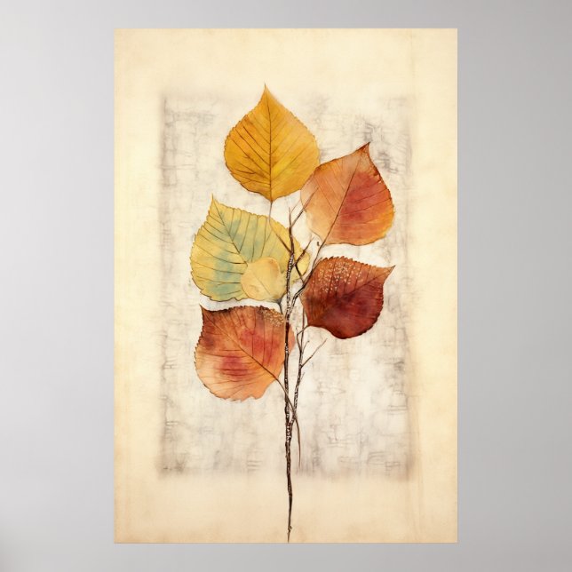 Whimsy in Nature: Vibrant Birch Leaves Poster (Front)
