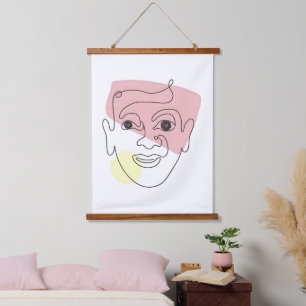 Whimsy in One Line – Abstract Portrait Hanging Tapestry