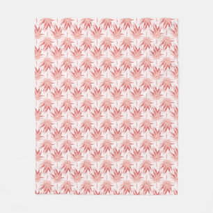 Whimsy Leaf Red Pink Fleece Blanket