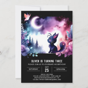 Whimsy Little Cat Birthday  Invitation
