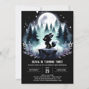 Whimsy Little Wolf Birthday Invitation