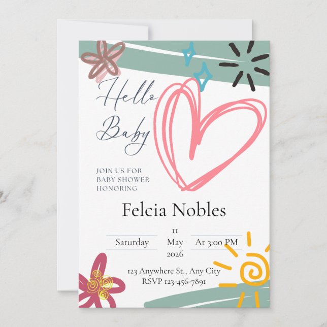 Whimsy Love Baby Shower Invitation (Front)