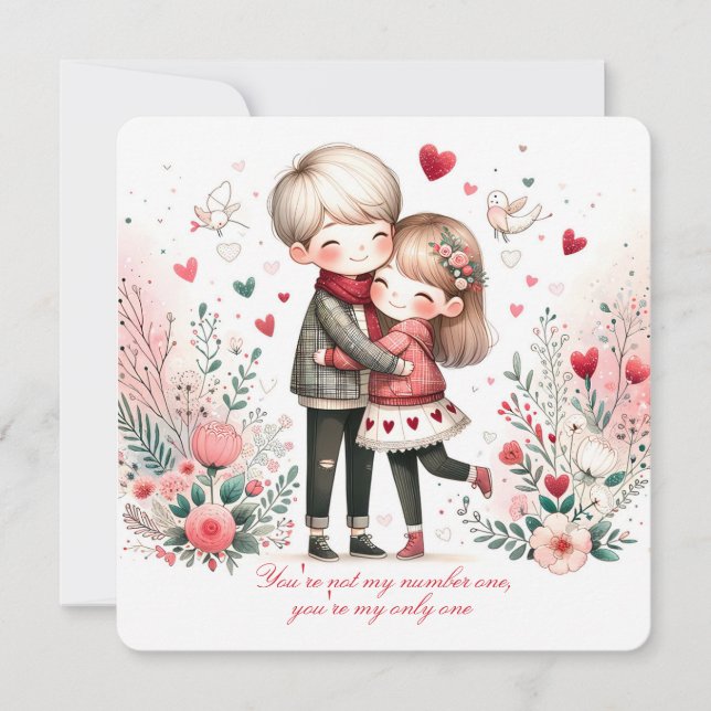 Whimsy Loving Valentine Couple  Holiday Card (Front)