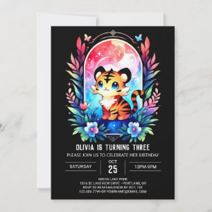 Whimsy Magical Tiger Birthday Invitation