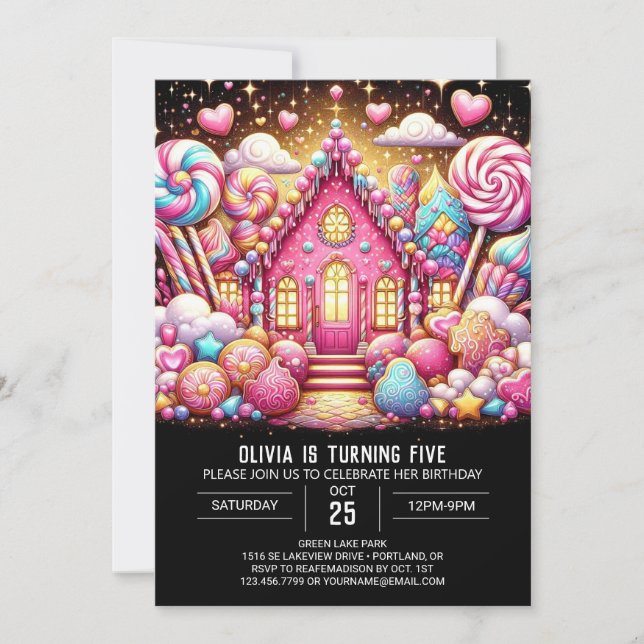 Whimsy Majestic Candyland Digital Birthday Invitation (Front)