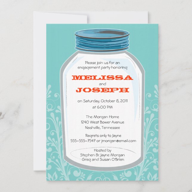 Whimsy Mason Jar Engagement Party Invitation (Front)