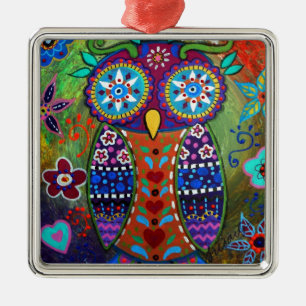 whimsy owl metal tree decoration