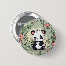 Whimsy panda bear on floral