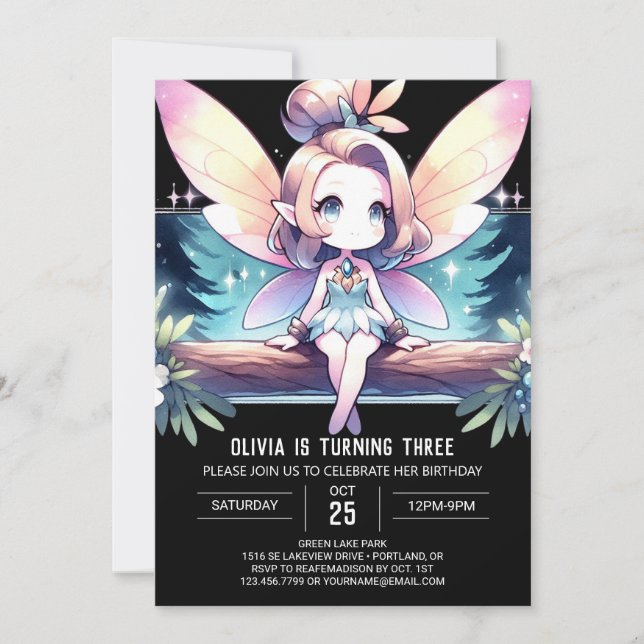 Whimsy Pastel Fairy Birthday Invitation (Front)