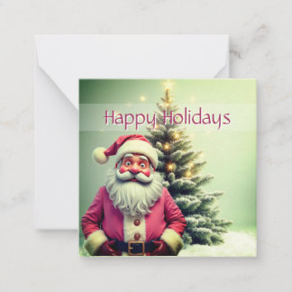 Whimsy Pink Santa Gift Tag Card