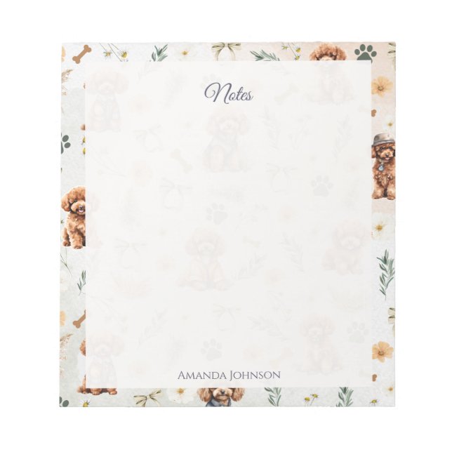 Whimsy Poodle Pizzazz Notepad (Front)