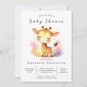 Whimsy Printable Giraffe Baby Shower Invitation