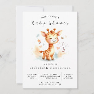 Whimsy Printable Giraffe Baby Shower  Invitation