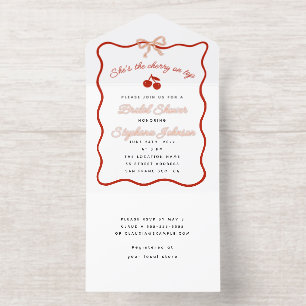 Whimsy Red She's the Cherry on Top Bridal Shower All In One Invitation