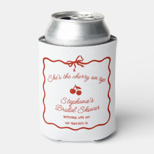 Whimsy Red She's the Cherry on Top Bridal Shower Can Cooler