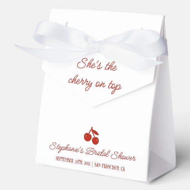 Whimsy Red She's the Cherry on Top Bridal Shower F Favour Box (Front)