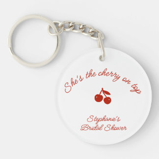 Whimsy Red She's the Cherry on Top Bridal Shower Key Ring