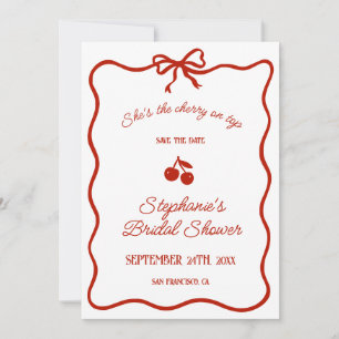 Whimsy Red She's the Cherry on Top Bridal Shower Save The Date