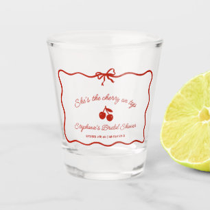 Whimsy Red She's the Cherry on Top Bridal Shower Shot Glass
