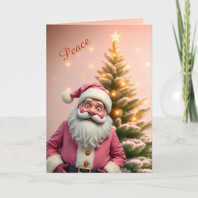 Whimsy Santa Claus Paper Christmas Card (Front)