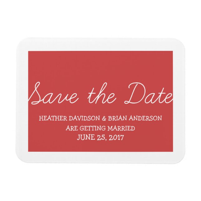 Whimsy Save the Date Magnet, Red Magnet (Horizontal)