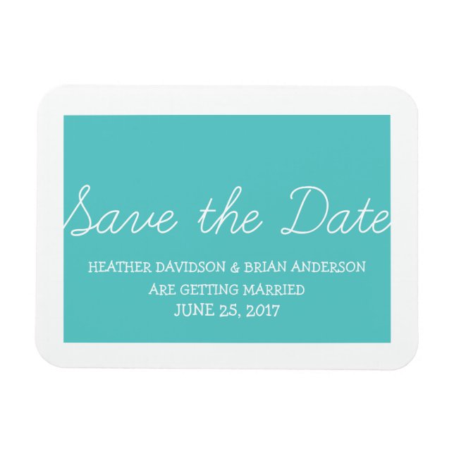Whimsy Save the Date Magnet, Turquoise Magnet (Horizontal)