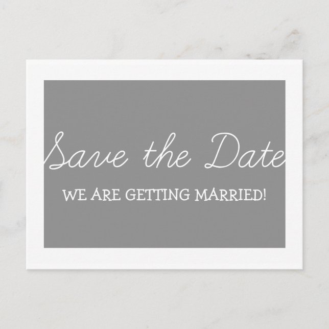 Whimsy Save the Date Postcard, Grey Announcement Postcard (Front)