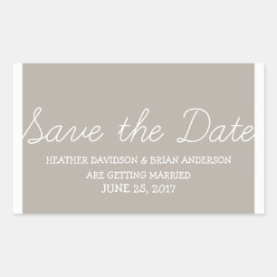 Whimsy Save the Date Stickers, Beige Rectangular Sticker