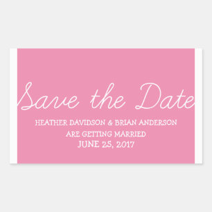 Whimsy Save the Date Stickers, Pink Rectangular Sticker