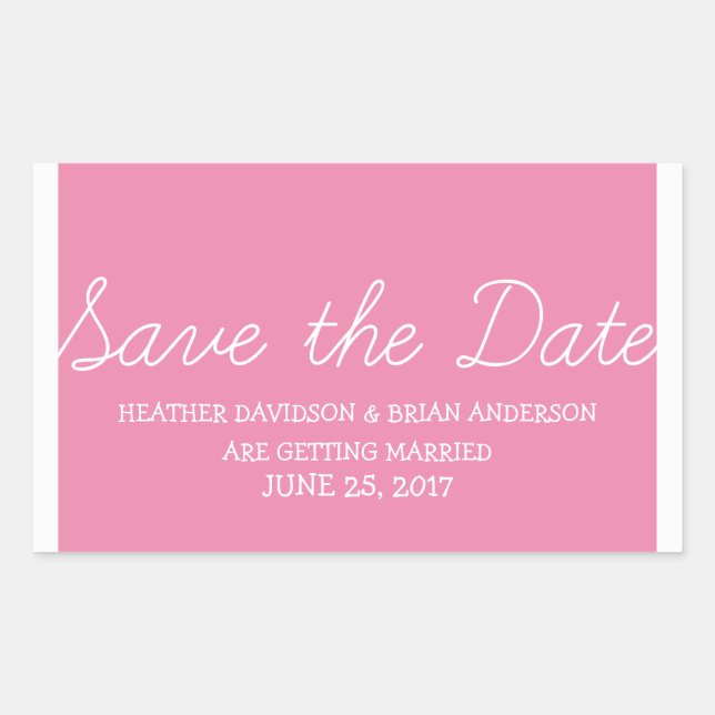 Whimsy Save the Date Stickers, Pink Rectangular Sticker (Front)