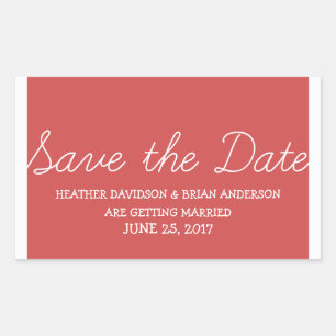Whimsy Save the Date Stickers, Red Rectangular Sticker